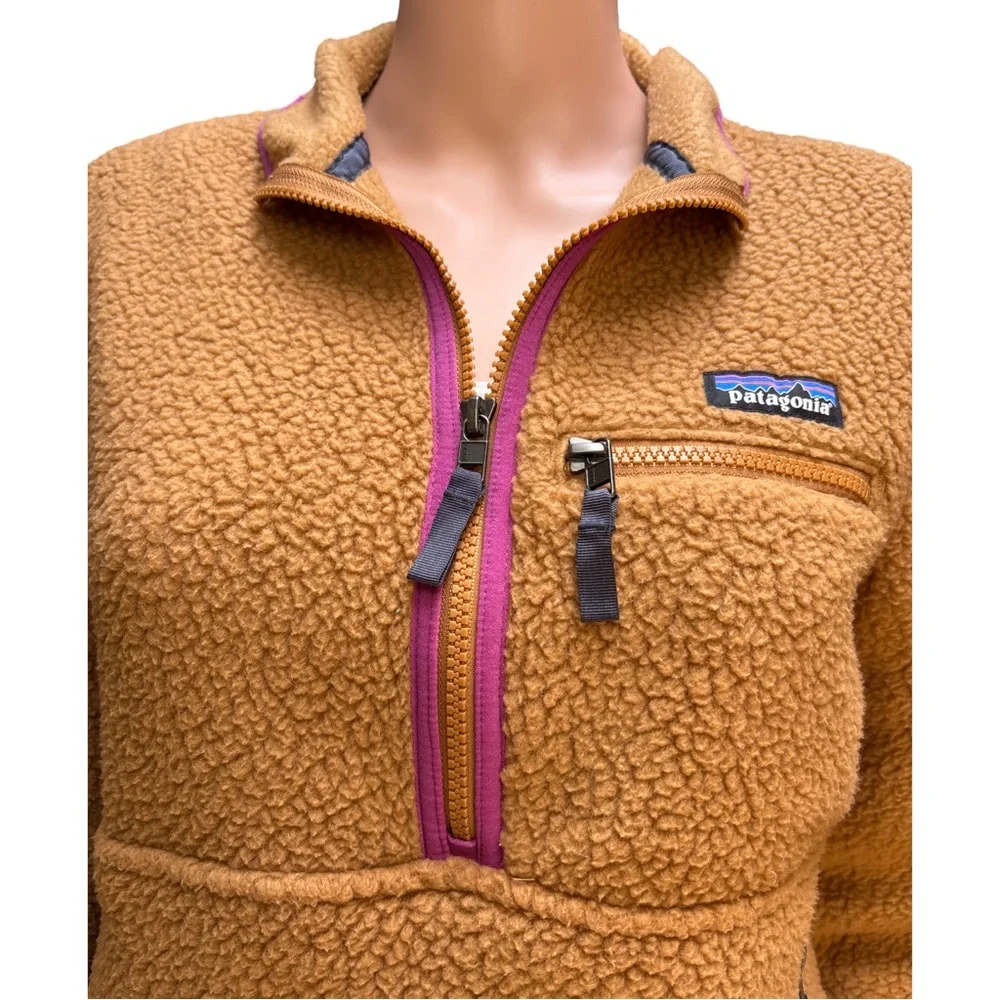 Patagonia Women's Nest Brown Marsupial Retro Pile Fleece Pullover XS - Picture 2 of 9